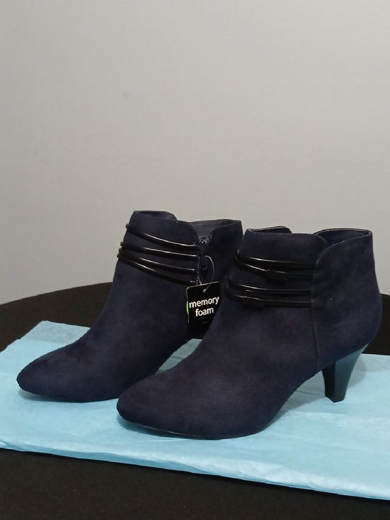East 5th Shoes - East 5th Navy Suede-Look Ankle Booties with Decorative Straps NWT